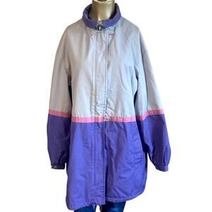 VTG 80s Saxton Hall Purple Pink Gray Windbreak Jacket Women 18 Colorblock